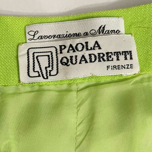 Vintage 90s Paola Quadretti Blazer & Trousers Suit Set Citron Neon Green Retro - Picture 15 of 16